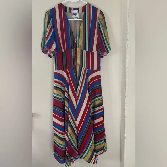 Autumn Adeigbo Striped V-Neck Astrid Dress sz 2 - Picture 4 of 12